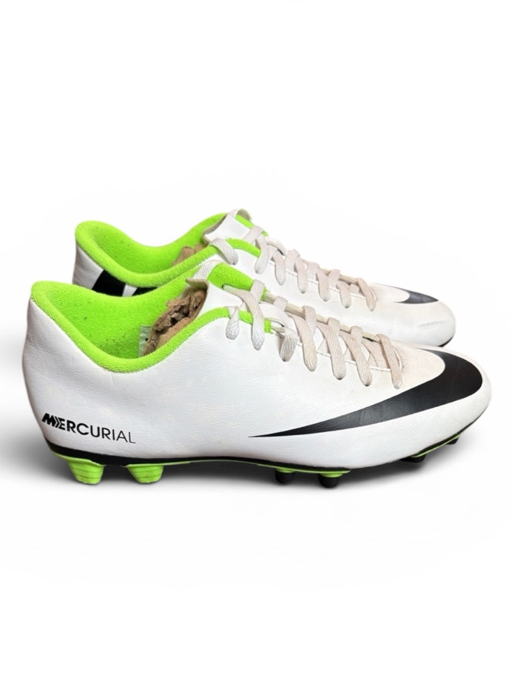 Nike Mercurial Vortex FG Soccer Cleats Men’s 8 White/Black/Electric Green